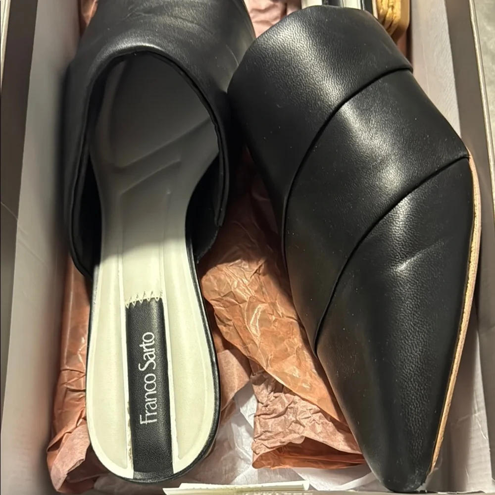Franco Sarto Black Leather Mules - Picture 3 of 8